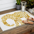 Floral Elephant in Gold Outdoor Rug Gallery Image 2