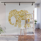 Floral Elephant in Gold Wall Mural Gallery Image 1