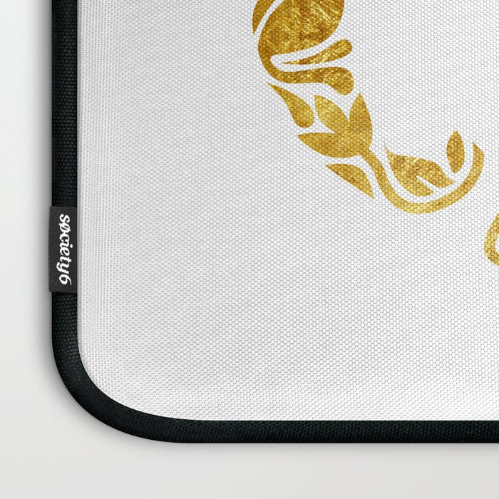 Floral Elephant in Gold Laptop Sleeve Gallery Image 3