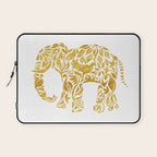 Floral Elephant in Gold Laptop Sleeve Gallery Image 1