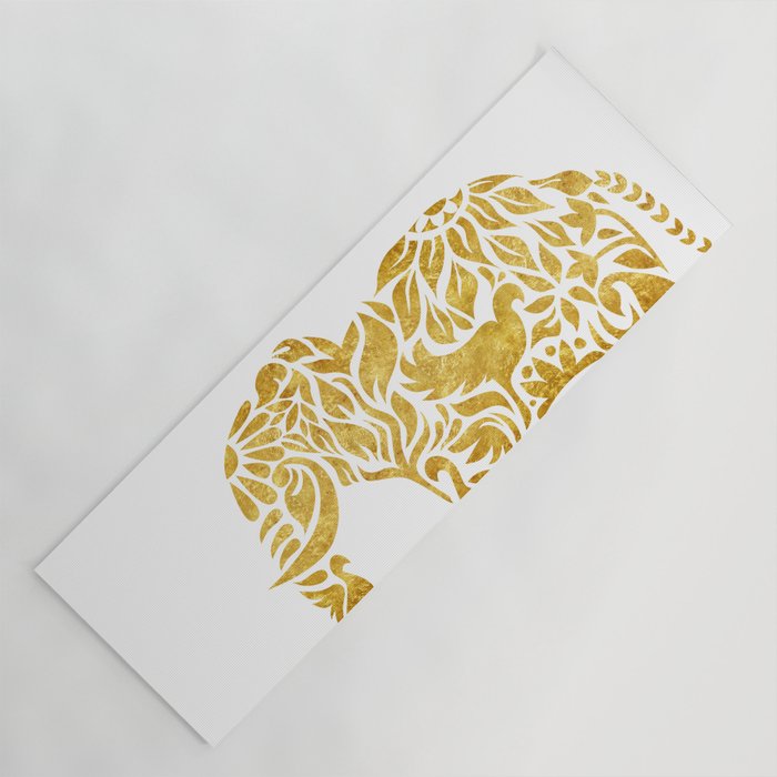 Floral Elephant in Gold Yoga Mat Gallery Image 1