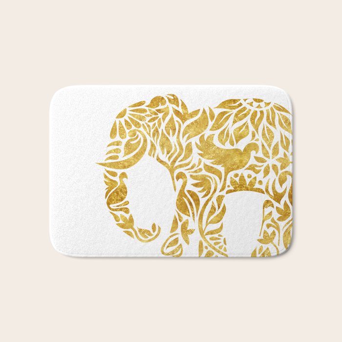 Floral Elephant in Gold Bath Mat Gallery Image 1