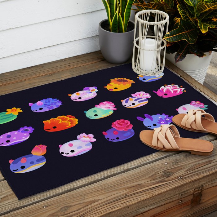 Flower sea slug - dark Outdoor Rug Gallery Image 2