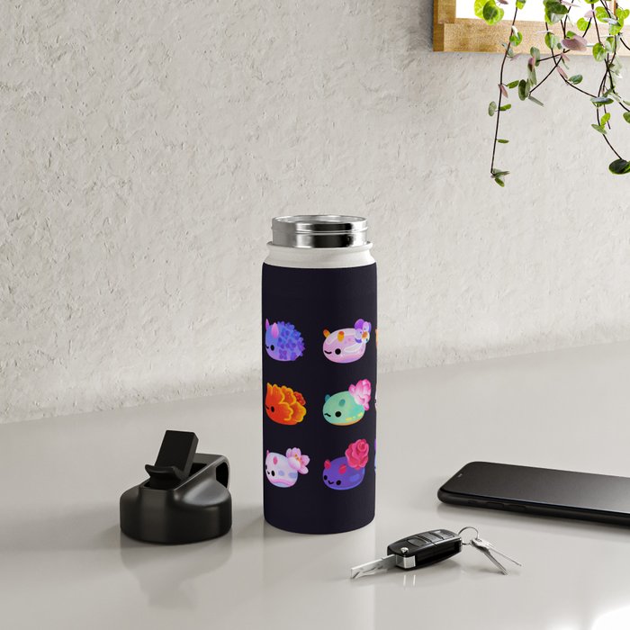 Flower sea slug - dark Water Bottle Gallery Image 4