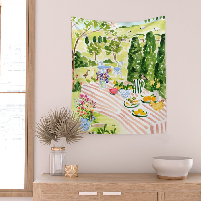 Garden Picnic Wall Tapestry Gallery Image 2