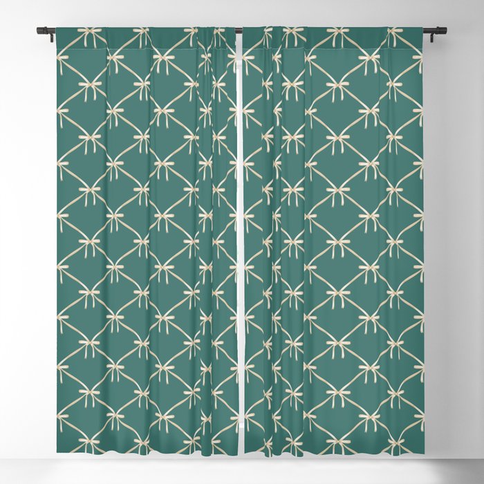 Bows & Ribbons Pattern XXXI Teal Green Window Curtain Gallery Image 5