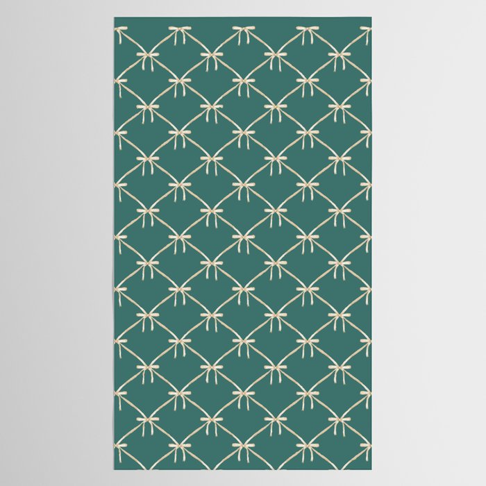 Bows & Ribbons Pattern XXXI Teal Green Tablecloth Gallery Image 2