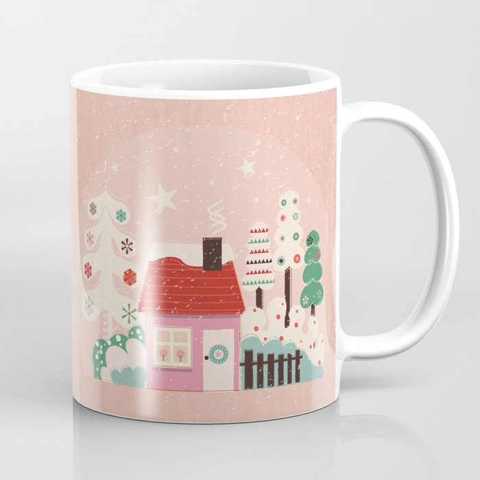 Festive Winter Hut in pink Coffee Mug Gallery Image 1