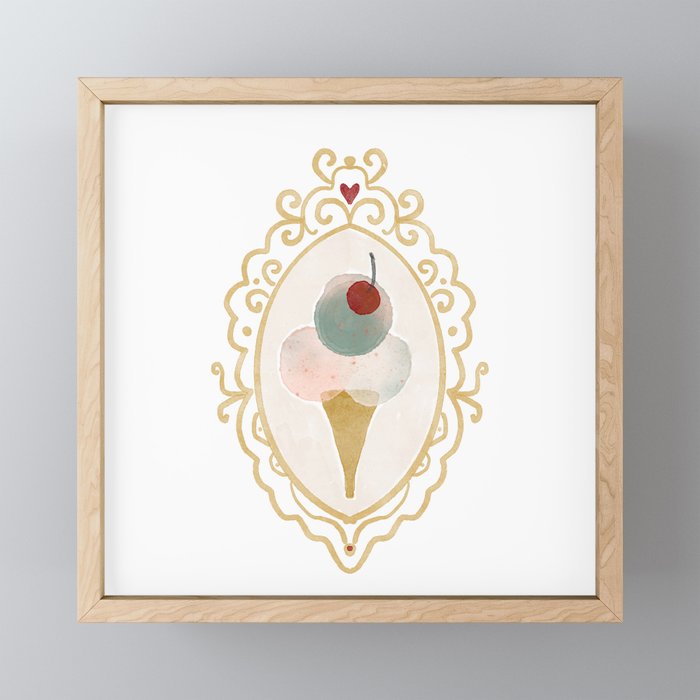 Victorian Watercolor Ice Cream in Frame Mini Art Print Gallery Image 1