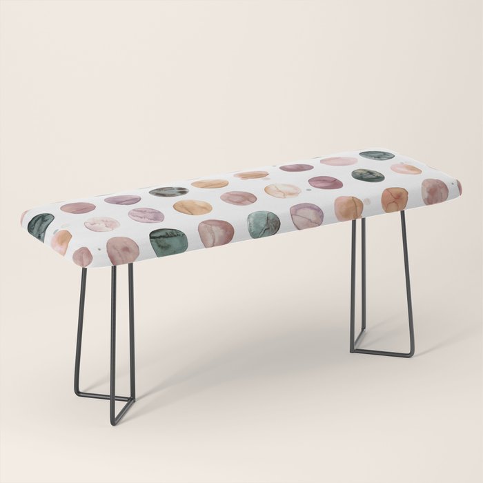 Watercolor Earth Tone Dots Minimal Boho Pattern Bench Gallery Image 1