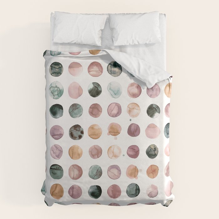 Watercolor Earth Tone Dots Minimal Boho Pattern Duvet Cover Gallery Image 6