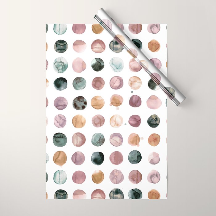 Watercolor Earth Tone Dots Minimal Boho Pattern Wrapping Paper Gallery Image 1