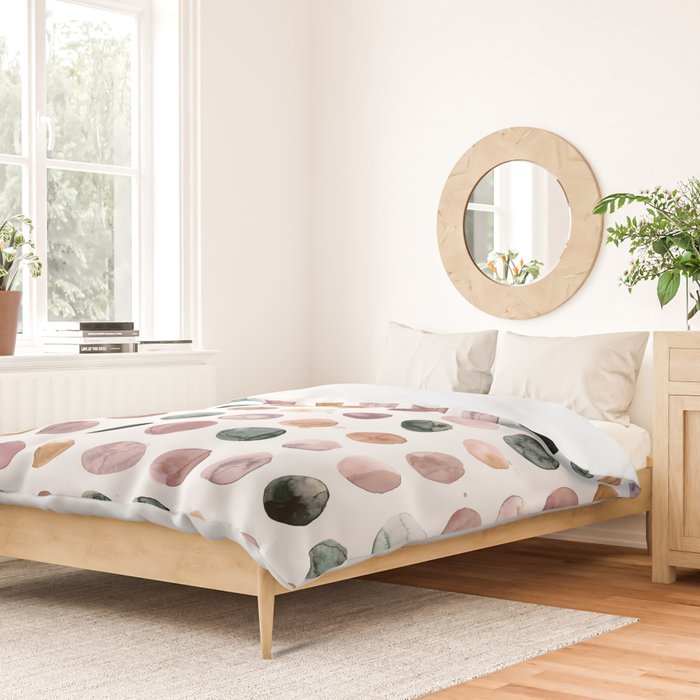 Watercolor Earth Tone Dots Minimal Boho Pattern Duvet Cover Gallery Image 2
