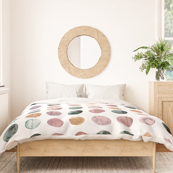 Watercolor Earth Tone Dots Minimal Boho Pattern Duvet Cover Gallery Image 3