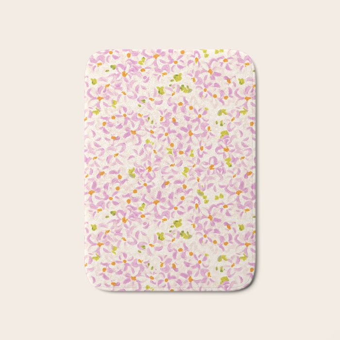 Pink brush stroke flowers Bath Mat Gallery Image 1