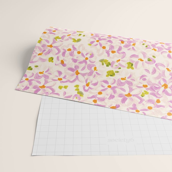 Pink brush stroke flowers Wrapping Paper Gallery Image 2