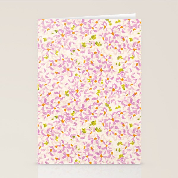 Pink brush stroke flowers Stationery Card Gallery Image 2