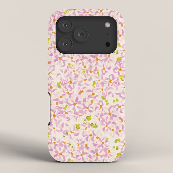 Pink brush stroke flowers iPhone Case Gallery Image 3