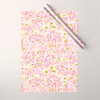 Pink brush stroke flowers Wrapping Paper Gallery Image 1