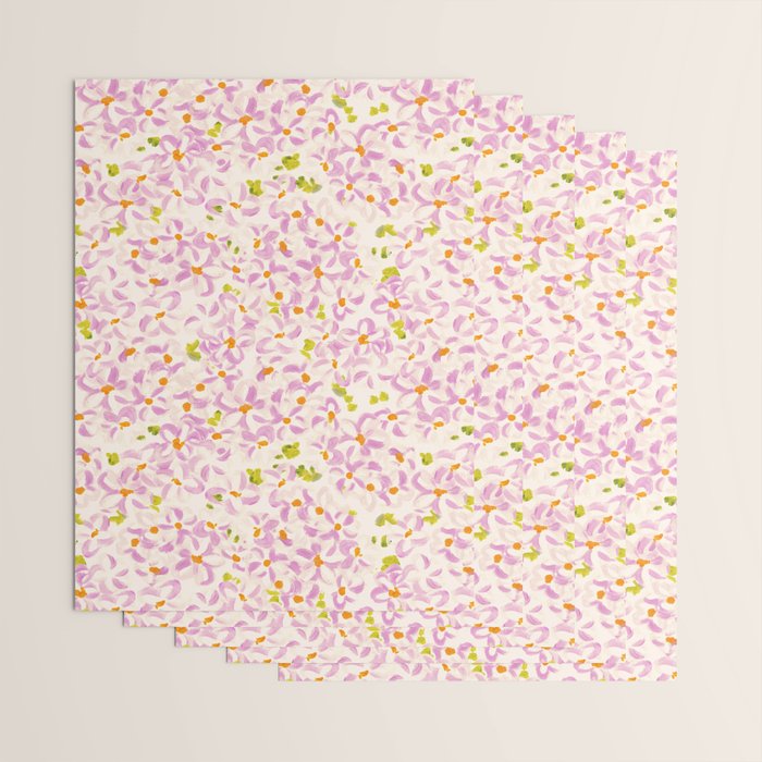 Pink brush stroke flowers Wrapping Paper Gallery Image 3