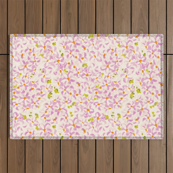 Pink brush stroke flowers Outdoor Rug Gallery Image 1