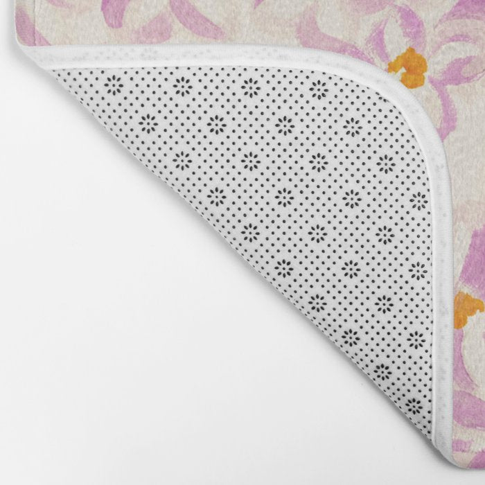 Pink brush stroke flowers Bath Mat Gallery Image 2