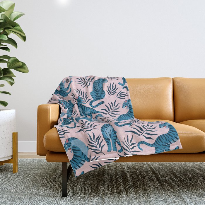 Blue asian tigers Throw Blanket Gallery Image 1