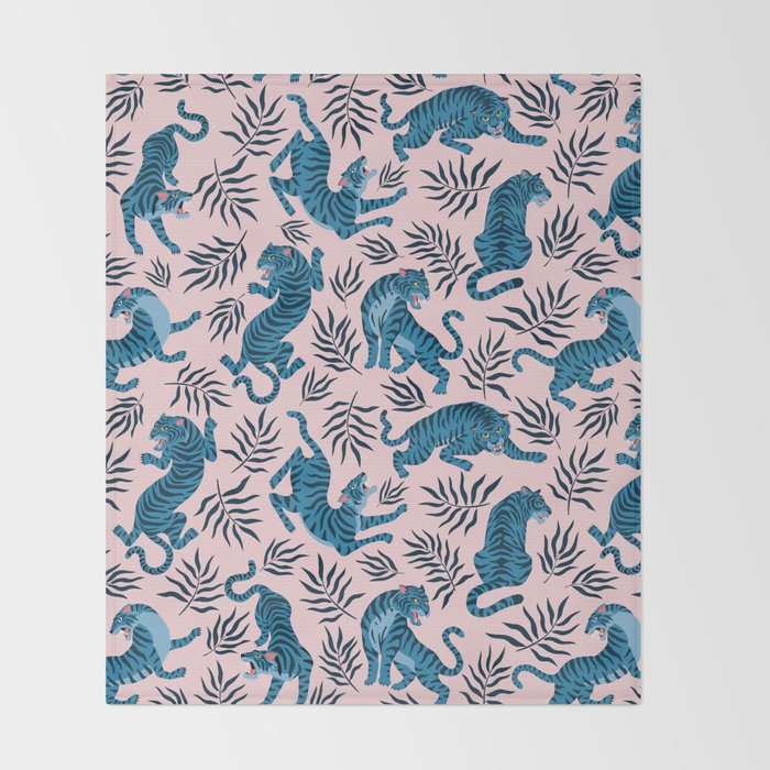 Blue asian tigers Throw Blanket Gallery Image 2