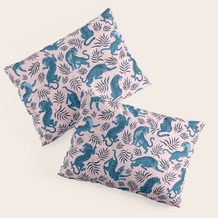 Blue asian tigers Pillow Sham Gallery Image 3