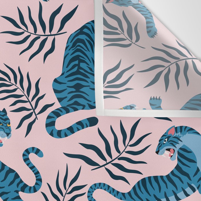 Blue asian tigers Wall Tapestry Gallery Image 3