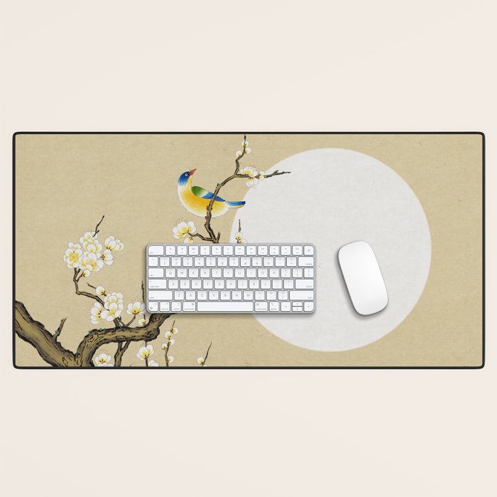 Plum blossoms, bird and the moon Type A (Minhwa: Korean traditional/folk art) Desk Mat Gallery Image 1