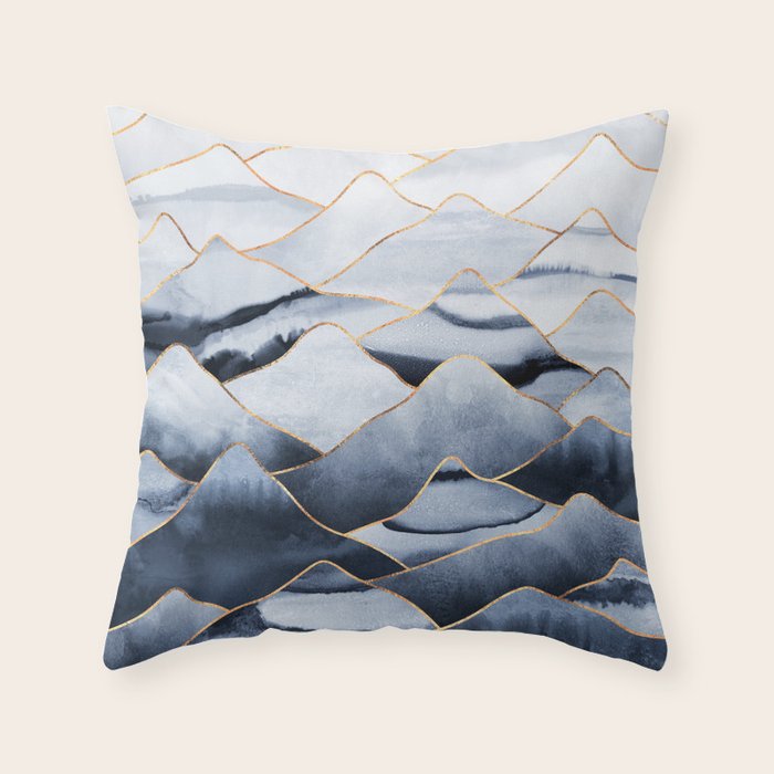 Mountains 2 - Gold Colored Lines Throw Pillow Gallery Image 6