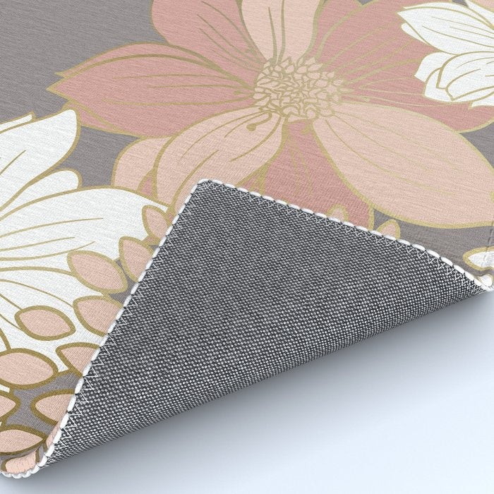 Pink and Gold Floral Garden on Gray Rug Gallery Image 4