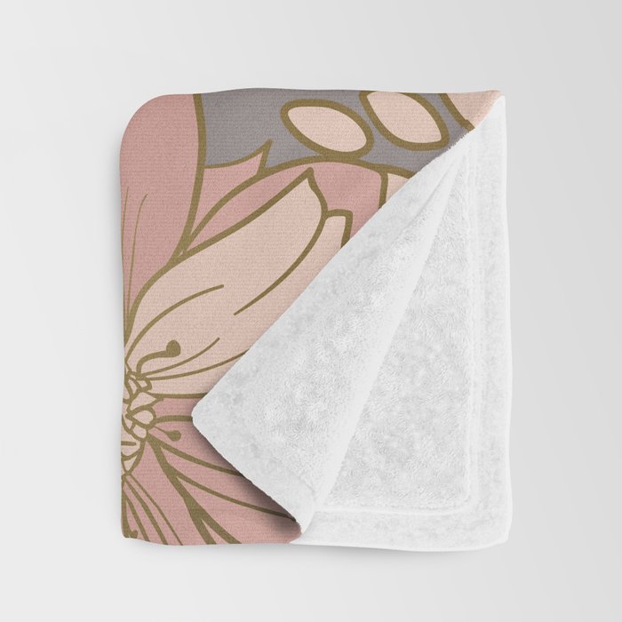 Pink and Gold Floral Garden on Gray Throw Blanket Gallery Image 3