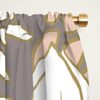 Pink and Gold Floral Garden on Gray Window Curtain Gallery Image 2
