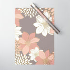 Pink and Gold Floral Garden on Gray Wrapping Paper Gallery Image 1