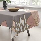 Pink and Gold Floral Garden on Gray Tablecloth Gallery Image 3
