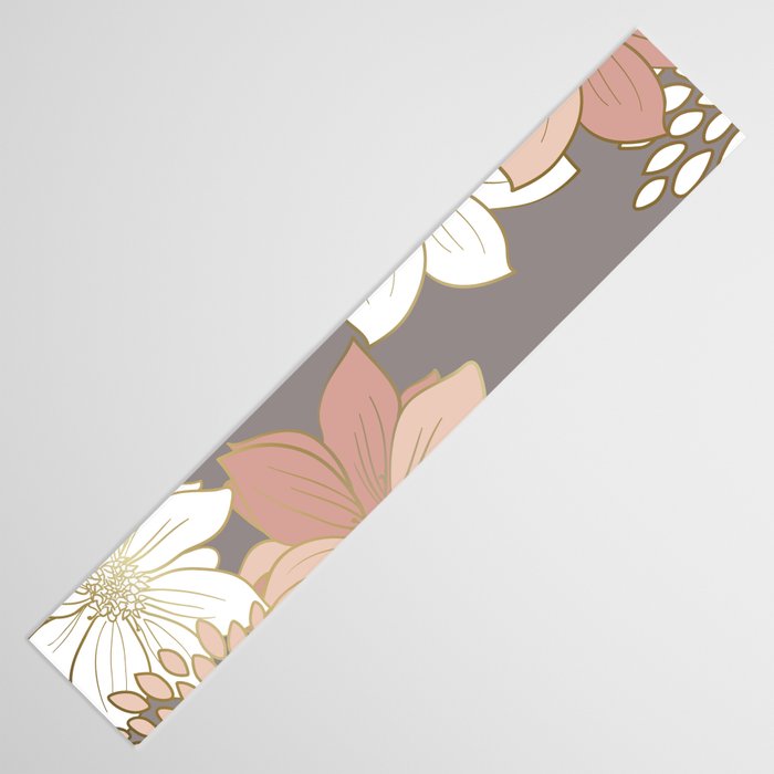 Pink and Gold Floral Garden on Gray Table Runner Gallery Image 3