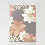Pink and Gold Floral Garden on Gray Stationery Card Gallery Image 2