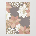 Pink and Gold Floral Garden on Gray Poster Gallery Image 4