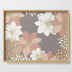 Pink and Gold Floral Garden on Gray Serving Tray Gallery Image 1