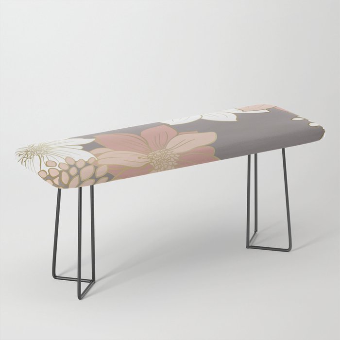 Pink and Gold Floral Garden on Gray Bench Gallery Image 1
