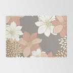 Pink and Gold Floral Garden on Gray Rug Gallery Image 2