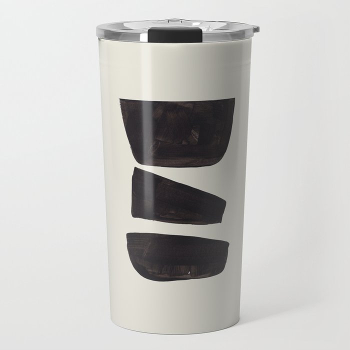 Black & White Minimalist Abstract Shapes Patterns Black Ink Painting Travel Mug Gallery Image 1