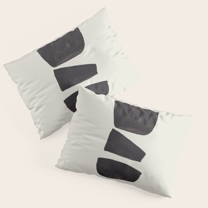 Black & White Minimalist Abstract Shapes Patterns Black Ink Painting Pillow Sham Gallery Image 3