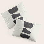 Black & White Minimalist Abstract Shapes Patterns Black Ink Painting Pillow Sham Gallery Image 3