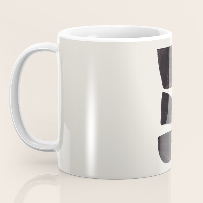 Black & White Minimalist Abstract Shapes Patterns Black Ink Painting Coffee Mug Gallery Image 3