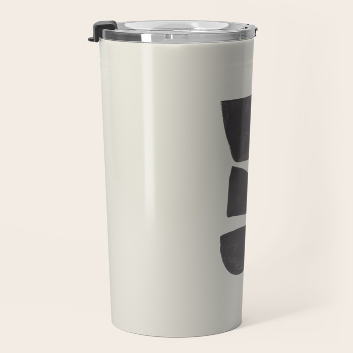 Black & White Minimalist Abstract Shapes Patterns Black Ink Painting Travel Mug Gallery Image 3