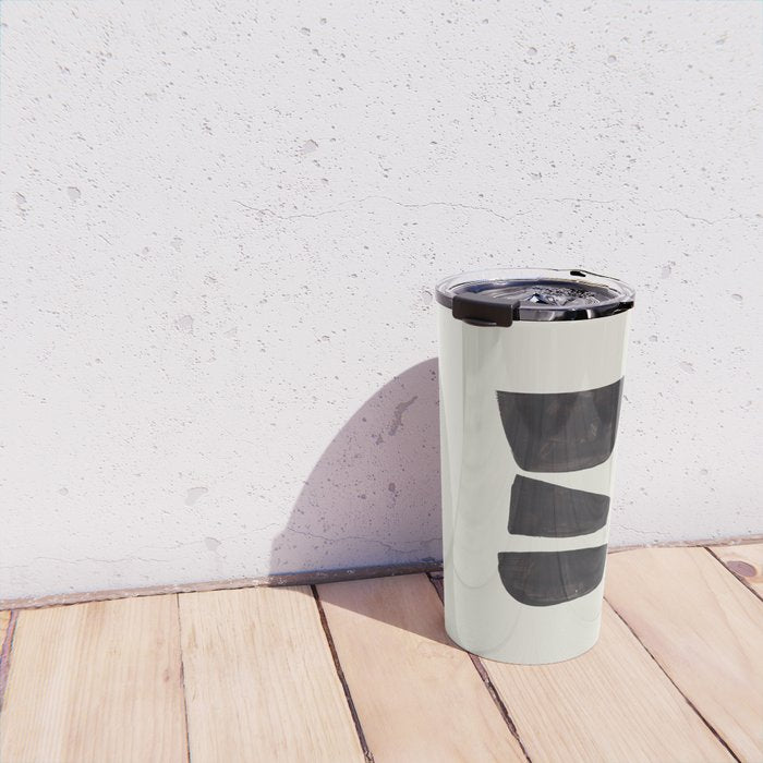 Black & White Minimalist Abstract Shapes Patterns Black Ink Painting Travel Mug Gallery Image 4
