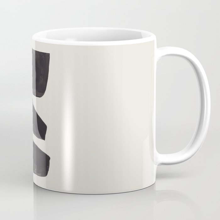 Black & White Minimalist Abstract Shapes Patterns Black Ink Painting Coffee Mug Gallery Image 1